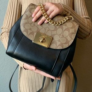 Coach Blk Cassidy Backpack with Signature Canvas